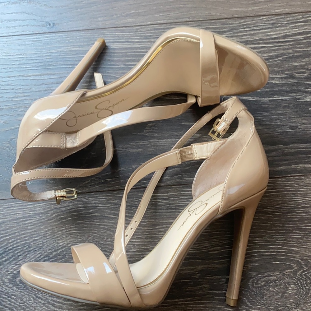 Strappy nude heels